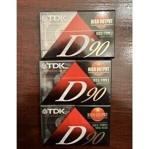3 TDK D90 Cassette Tapes Audio‎ High Output Blank ICEI/Type I sealed case!